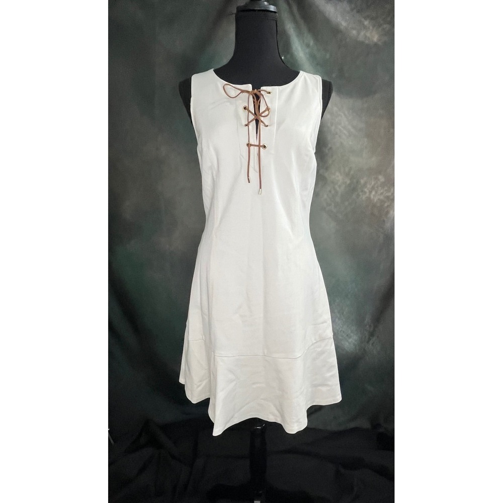 Lauren Ralph‎ Lauren White Sleeveless Lace Up Dress Size 4